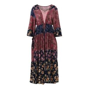 No Boundaries Women's Viscose Mixed Print Fashion Coverup, XXL/XXXL, Blue Multi